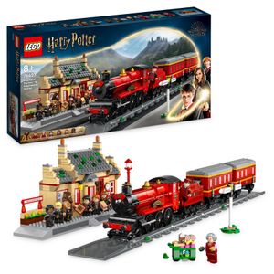 LEGO 76423 Harry Potter Hogwarts Express & der Bahnhof von Hogsmeade Zug-Set mit Schienen, Spielzeug-Zug, Fahrkartenschalter und 8 Minifiguren, ikonische Geschenk-Idee für Kinder und Fans