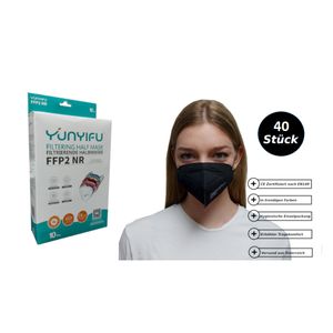 40 Stück Yunyifu FFP2-Maske, mit Gepolsterten Komfort Bügel, nach EN149, CE2163（schwarz）