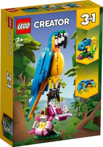 LEGO 31136 Creator 3in1 Exotischer Papagei, Frosch und Fisch Ostergeschenk Dschungel-Tier-Figuren Bauspielzeug, kreatives Osterdeko Spielzeug für Kinder ab 7 Jahren zu Ostern 2023