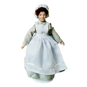 1:12 Puppen Haus Dekoration Porzellan Puppen Blaues Kleid Viktorianische 