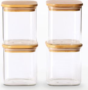 4er Set Vorratsgläser je 750 ml Eckig mit Deckel Luftdicht Glasbehälter Vorratsdosen Vorratsbehälter