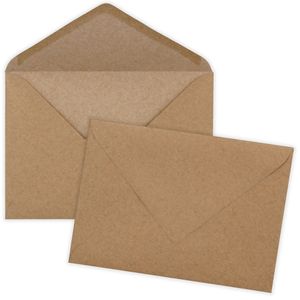 Briefumschläge aus Recycling Kraftpapier C6 - 25 Stück - Kuverts ohne Fenster, nassklebend, Steckverschluß