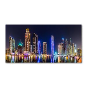 Tulup® Acrylglas - 140 x 70 cm - Bild auf Plexiglas Acrylglas Bild - Dekorative Wand für Küche & Wohnzimmer - Landschaften - Dubai in der Nacht - Mehrfarbig