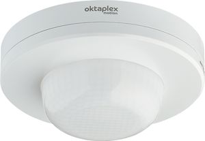 Oktaplex Präsenzmelder 360° IP65 Decken Bewegungsmelder Außen & Innen 230V weiß LED geeignet mit Dauer-An Funktion