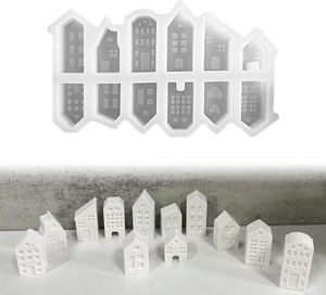Silikonformen Gießformen Häuser Kerzenformen zum Gießen, 12 Stück Mini Silikonform Haus Gips Zum Gießen Silikonform Weihnachten Gießformen