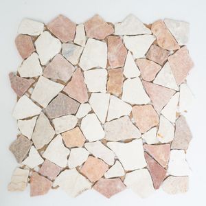 Mosaik Fliese Marmor Naturstein rot beige Bruch Ciot Rosso Verona Botticino MOS44-1002