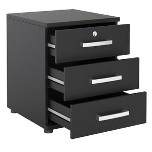 Bürocontainer Schreibtischcontainer Büroschrank TORONTO, schwarz, abschließbar mit 3 Schubladen, 44 x 58 x 45 cm