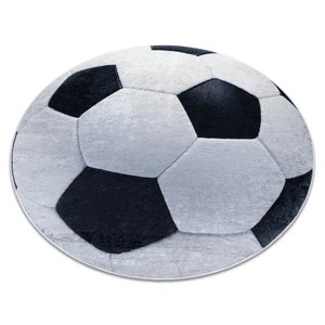 BAMBINO 2139 Kreis Waschteppich - Fußball für Kinder Anti-Rutsch - schwarz / weiß Schwarz rund 160 cm