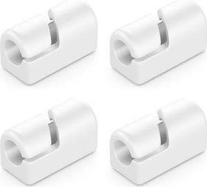 deleyCON 4 Stück Kabelhalter Selbstklebend Kabelklemmen Kabelmanagement Kabelclips Kabelführung Kabel Organizer Kabelhalterung Kabelbefestigung Haushalt Büro Schreibtisch Sockelleiste Silikon Weiß