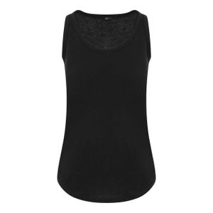 Just Ts Damen Tank Top Longshirt Shirt Baumwolle Hemd Stretch Longtop, Größe:L, Farbe:Solid Black