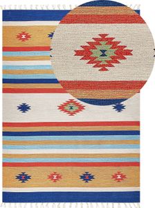 BELIANI Kelim-Teppich Mehrfarbig Baumwolle 200 x 300 cm mit Fransen Geometrischem Muster Handgewebt Zweiseitig Modern Boho Wohnzimmer Schlafzimmer