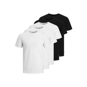 JACK&JONES Herren T-Shirt, 5er Pack - JJEORGANIC BASIC TEE O-NECK, Kurzarm, Bio-Baumwolle Schwarz/Weiß XL