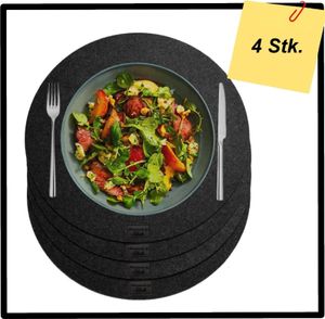 4-Teiliges Set aus Filz Tischuntersetzer Platzset Tischläufer, Platzdeckchen abwaschbar Filzmatte (Rund, Schwarz) 4-Teiliges Set aus Filz Tischuntersetzer Platzset Tischläufer, Platzdeckchen abwaschbar Filzmatte (Rund, Schwarz)