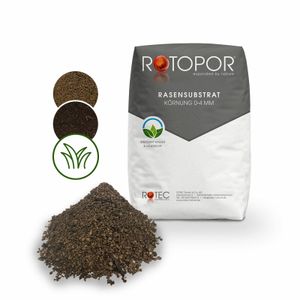 Rotopor Rasensubstrat 0-4 mm Rasenerde Anzuchterde Pflanzenerde für Rasen Rollrasen 20L Sack