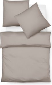 Fleuresse gewebte Flanell Uni Bettwäsche Lech taupe 135x200 cm + 80x80 cm