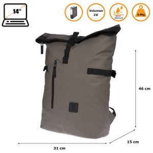 Großer Damen Herren Roll up Rucksack Plane Tasche Fahrradrucksack Kurier Rollup Bag  Khaki