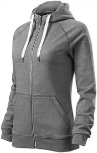 Kontrastfarbenes Damen-Sweatshirt mit Kapuze - Dunkelgrau meliert - XL