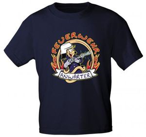 Kinder T-Shirt mit Print - Feuerwehr Anwärter - 06909 versch. Farben zur Wahl - Gr. 86 - 164 Color - Navy Größe -
