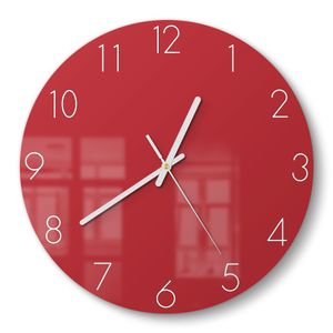 DEQORI Glasuhr Ø30 cm Zahlen 'Rot' Wanduhr Glas Uhr Design leise Küchenuhr