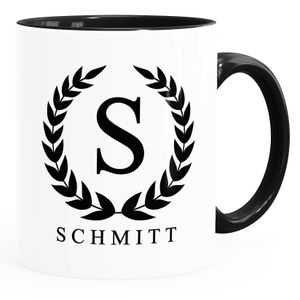 Namenstasse personalisierte Kaffee-Tasse mit Namen und Initiale Monogramm persönliche Geschenke SpecialMe® mit Namen Inner-Schwarz Keramik-Tasse