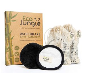 ECO JUNGLE Waschbare Abschminkpads - Abschminktücher (12 Stück) - 3-Layer Wattepads aus Bambus und Baumwolle - Nachhaltig & Wiederverwendbar - Inkl. 2 Waschbeutel