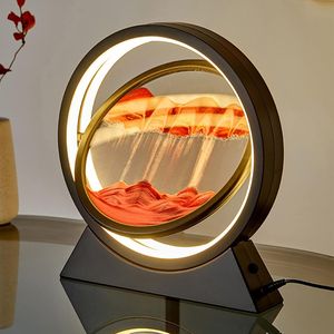 Sandbilder zum Drehen, 3D Bewegliche Sandkunst mit LED-Licht, 360° drehbare Sanduhr-Dekoration, 10 Zoll, Rot Sandbilder zum Drehen, 3D Bewegliche Sandkunst mit LED-Licht, 360° drehbare Sanduhr-Dekoration, 10 Zoll, Rot