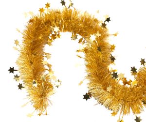 Weihnachtsgirlande Lametta 8cm x 3m inkl. kleine Sterne Gold