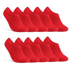 10 Paar Sneaker Socken Damen & Herren unsichtbare kurze Socken mit Silikonpad gegen Verrutschen 16805-   Rot 39-42