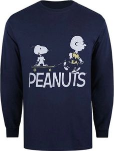 Peanuts - T-Shirt für Herren Langärmlig TV642 (XL) (Marineblau)