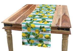 ABAKUHAUS Zitronen Tischläufer, Zitronenblüten Blätter Kunst, Esszimmer Küche Rechteckiger Dekorativer Tischläufer, 40 x 180 cm, Seafoam Senf