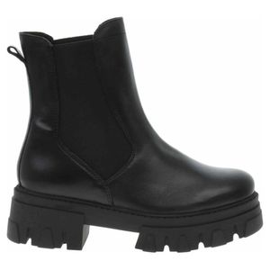 MARCO TOZZI Damen Stiefelette Chelsea Boot Leder Plateau Blockabsatz 2-25403-29, Größe:38 EU, Farbe:Schwarz