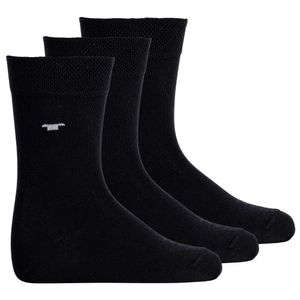 TOM TAILOR Unisex Kinder Socken, 3er Pack - Strümpfe, Baumwolle, Logo, einfarbig Schwarz 31-34