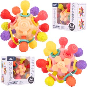 MalPlay Sensorischer Beißring Ball Montessori-Spielzeug für Säuglinge Weiche Zahnen, Silikon Feinmotorik