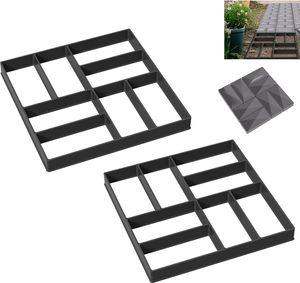 YUENFONG 2x Gehweg Form DIY Pflasterform 8 Kammern, Betonformen 40x40x4 cm, Garten Schablone Gehwegplatten Pflastersteine streichen, Tye D