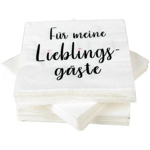 Servietten im praktischen 100er Pack ( 5x20 ) 33 x 33 cm, 3-lagig, 1/4 Falz - mit Motiv ( Lieblingsgäste ) - FSC-Zertifizierte Mundtücher