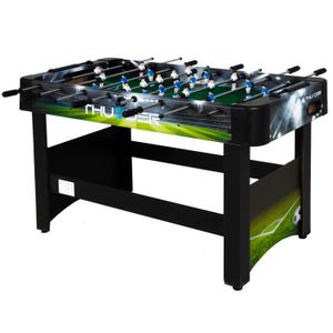 THUNDER® Kickertisch | LIGHT | Profi-Fussballtisch | Fußballtisch inkl. 2 Bälle & Punktezähler | Indoor Tischfußball | Schwarz | Gewicht 20 KG