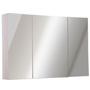 kleankin Spiegelschrank Badschrank Spiegel Wandschrank Badhängeschrank Weißeiche B90 x H60 x D13,5 cm