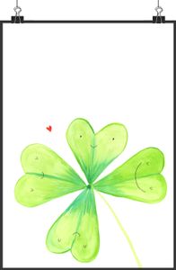 Mr. & Mrs. Panda Poster Blume Kleeblatt Motiv DIN A5 - Weiß - Geschenk, Kleeblätter, Bild, Kinderposter, Garten, neuer Job, Wandposter, Kunstdruck, Blumen Deko, Blumen
