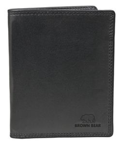 Brown Bear Kartenetui ohne Münzfach Echtleder 9 Fächer RFID Schutz Schwarz