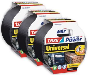 tesa Extra Power UNIVERSAL (3 Stck.) Gewebeband schwarz - Ductape - 10m : 50 mm
