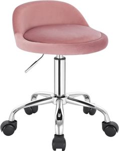 Bürohocker mit Rollen Drehhocker höhenverstellbar Sitzhöhe 43-54,5 cm : rosa Farbe: rosa