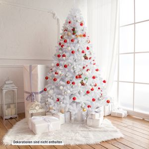 COSTWAY 225cm künstlicher Weihnachtsbaum mit 1749 Zweigen, klappbarer Metallständer, Christbaum Tannenbaum für Zuhause Büro Geschäft Weiß