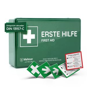 FLEXEO Betriebsverbandkasten nach DIN 13157 inkl. Wandhalterung Erste-Hilfe-Koffer, grün