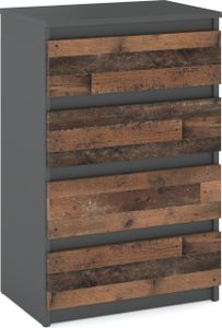 STIV Möbel | Kommode | Holzkommode | Sideboard für Wohnzimmer, Sideboard für Schlafzimmer | 60 CM | 4 Schubladen | Vintage Grau