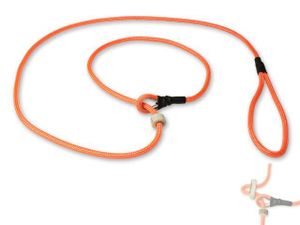 Mystique® Field trial Moxonleine Retrieverleine 6mm 130cm mit Zugbegrenzung neon orange