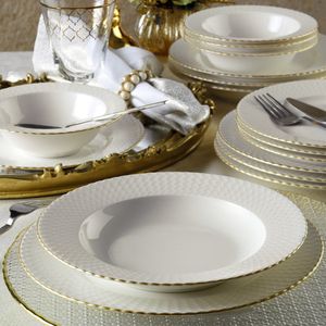 Heritage, Kütahya Porselen,(24 Stücke), Abendessen , Weiß,Gold, 100% Porzellan