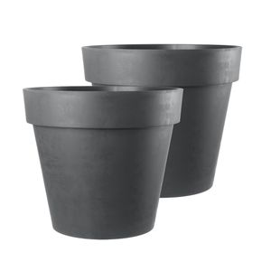 Set: 2 x Rollbarer XXL Pflanztopf / Pflanzkübel "LIKE", D-79 cm in Anthrazit