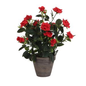 Mica Decorations Rosenstrauch Kunstpflanze im Blumentopf Stan - H33 x Ø25 cm - Rot