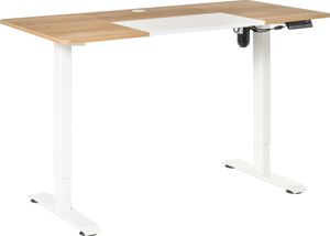 Vinsetto biurko elektryczne biurko komputerowe biurko stojące z regulacją wysokości biurko biurowe biurko stojące metalowa płyta wiórowa naturalny+biały 140 x 70 x 72-116 cm