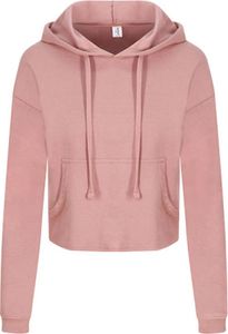 Just Hoods JH016 | Damen Cropped Hoodie - Weiche Baumwollaußenseite - Farbe: Dusty Pink - Größe: M